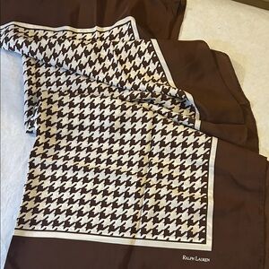 Polo by Ralph Lauren Silk signature Houndstooth Scarf in Brown and Cream